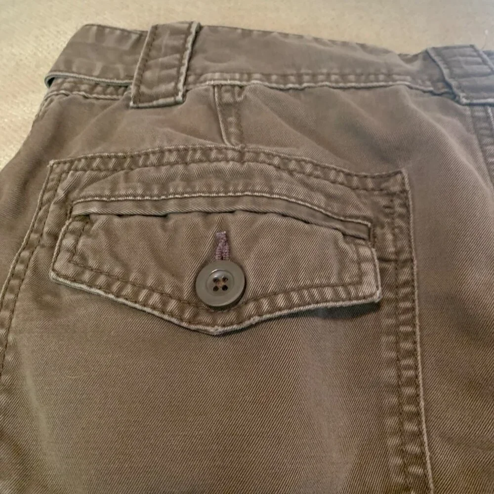 VTG Y2K Women's Cargo Shorts Mid Rise Brown Sz 34‎ Casual Pockets